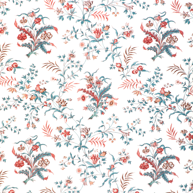 BRUNSCHWIG & FILS CADENET CHANCAY PRINT - TEAL/ROSE 8023107.517.0