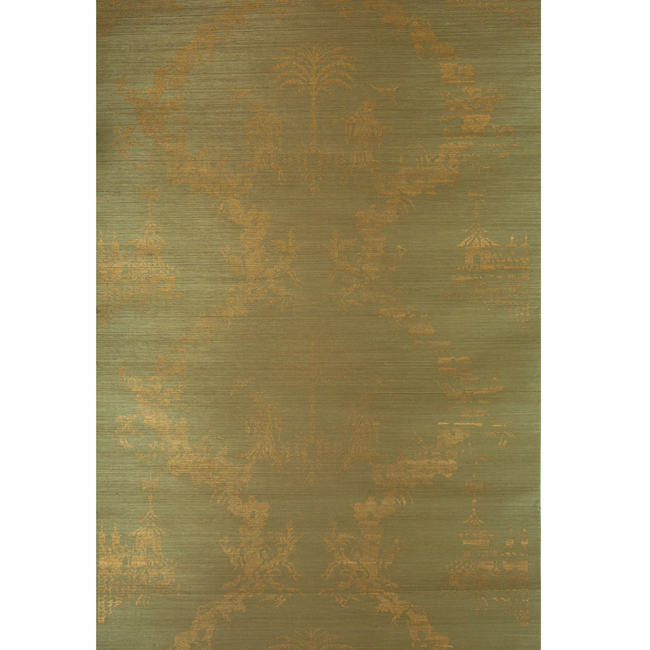 BRUNSCHWIG & FILS CHIRI ON SISAL & COTTON - GOLD ON SPRING GREEN BR-69427.435.0