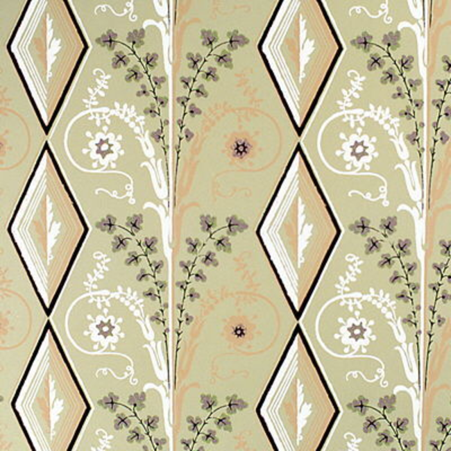 BRUNSCHWIG & FILS GALLIER DIAMOND - BROWN AND GREEN ON BEIGE BR-69004.M84.0