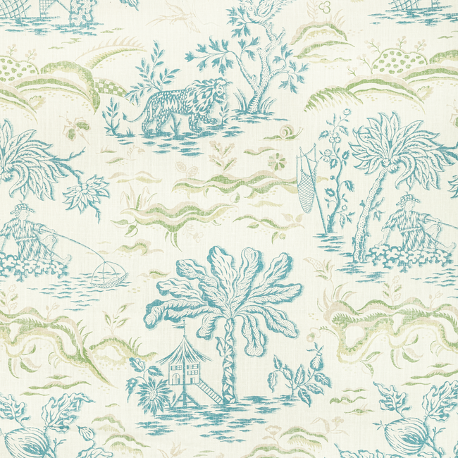 BRUNSCHWIG & FILS MANOIR VALENSOLE PRINT - TEAL/LEAF 8022101.353.0