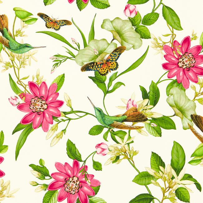 CLARKE & CLARKE BOTANICAL WONDERS WALLPAPER PINK LOTUS WP - IVORY W0132/02.CAC.0