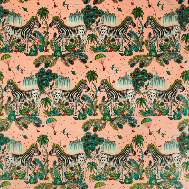 CLARKE & CLARKE EMMA J SHIPLEY FOR C&C WILDERIE LOST WORLD VELVET - PINK F1477/03.CAC.0