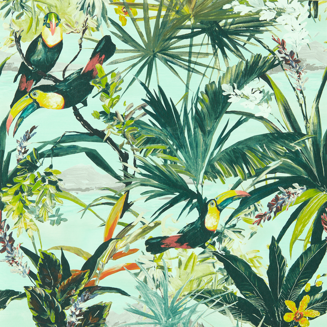 CLARKE & CLARKE EXOTICA 2 LUXURY WALLCOVERING TOUCAN - SKY WP W0146/03.CAC.0