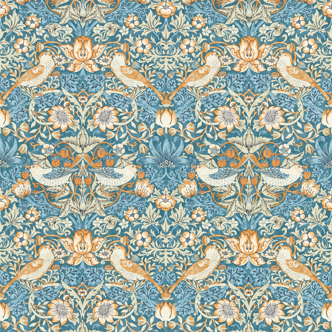 CLARKE & CLARKE WILLIAM MORRIS WALLCOVERING STRAWBERRY THIEF - DENIM WP W0171/02.CAC.0