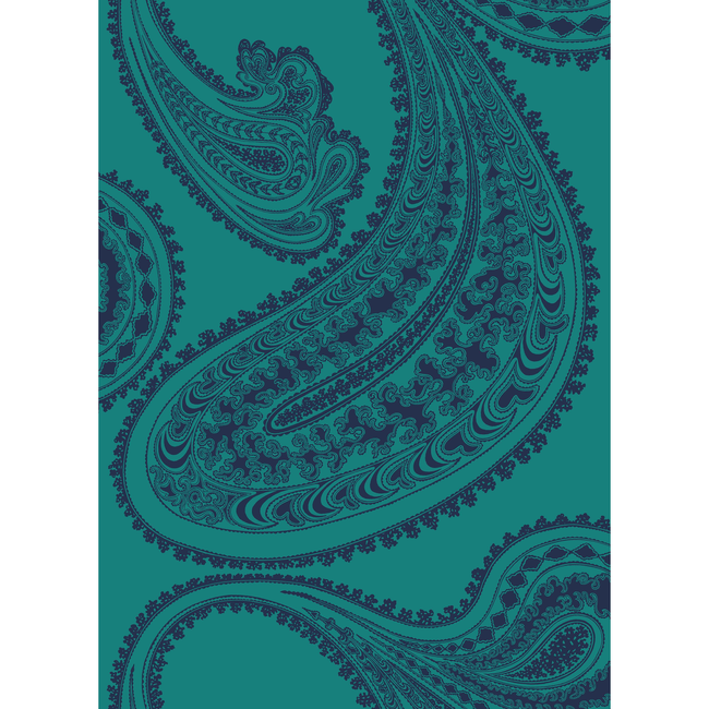 COLE & SON CONTEMPORARY FABRICS RAJAPUR - INK ON PETROL F111/10036.CS.0