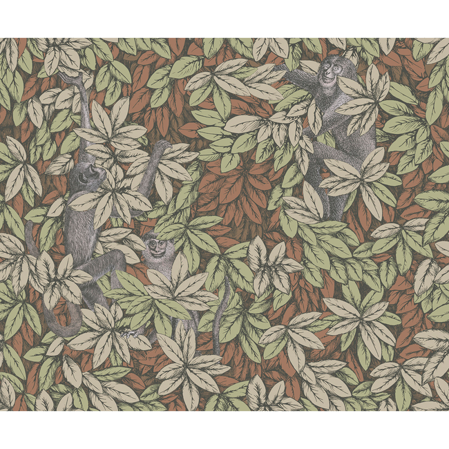 COLE & SON FORNASETTI SENZA TEMPO II FOGLIE E SCIMMIE - ORANGE 123/10047.CS.0