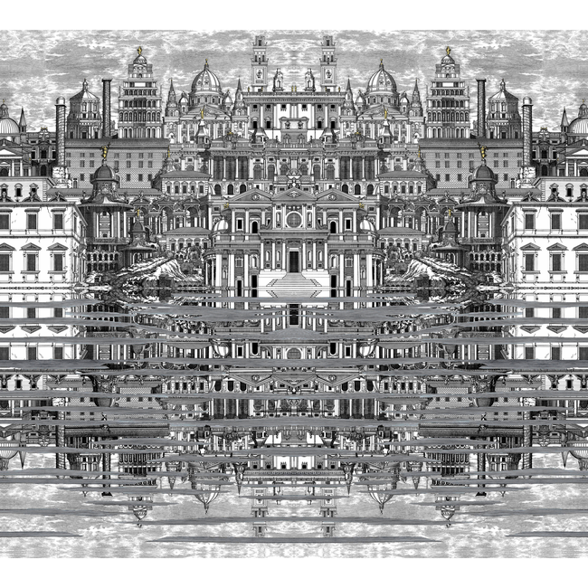 COLE & SON FORNASETTI SENZA TEMPO RIFLESSO - BLACK/WHITE 114/20040.CS.0