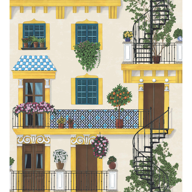 COLE & SON SEVILLE ALFARO - CANARY YELLOW & PETROL ON PARCHMENT 117/4010.CS.0