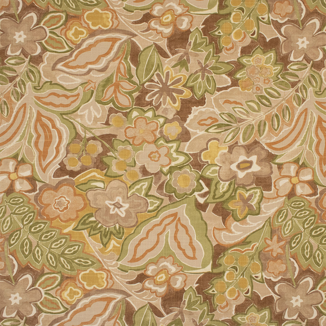 Greenhouse Fabrics F6285 Foliage orange upholstery fabric swatch