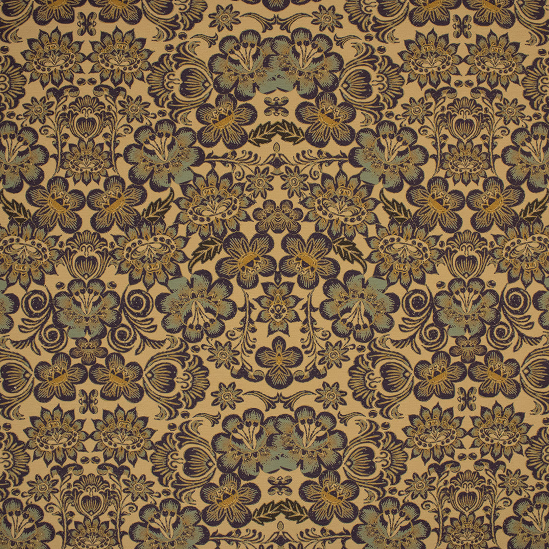 Greenhouse Fabrics F6351 Flor blue upholstery fabric swatch