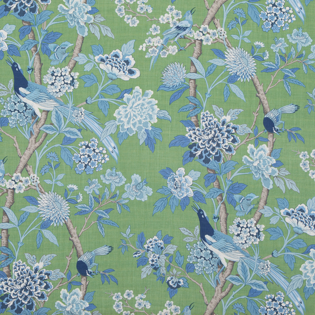 G P & J BAKER CHIFU HYDRANGEA BIRD (ARCHIVE) - EMERALD/BLUE BP10851.3.0