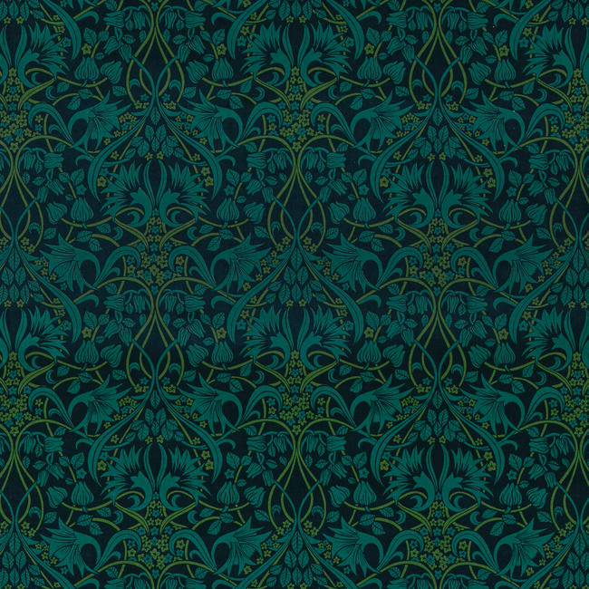 G P & J BAKER ORIGINAL BRANTWOOD FABRIC FRITILLERIE VELVET - INDIGO/TEAL BP10975.1.0