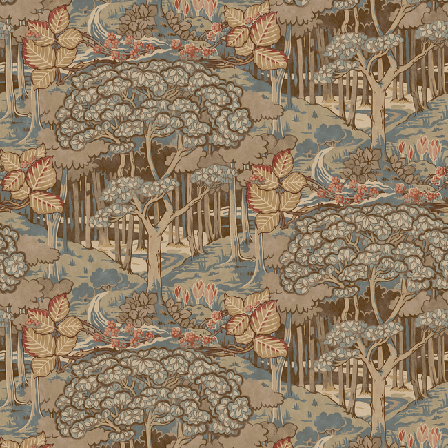 G P & J BAKER ORIGINAL BRANTWOOD WALLPAPER RUSKIN - TEAL BW45106.2.0