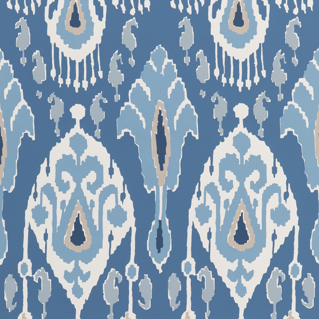 G P & J BAKER SIGNATURE II WALLPAPERS IKAT BOKHARA - INDIGO BW45090.2.0 - Discontinued