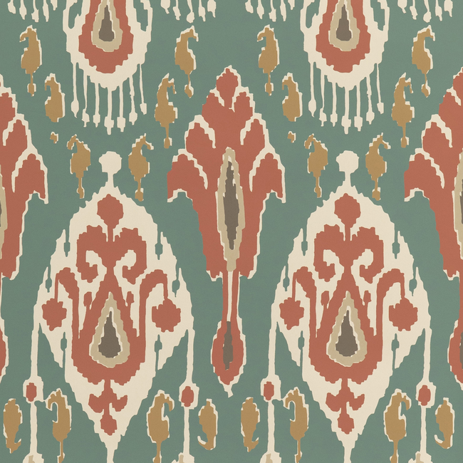 G P & J BAKER SIGNATURE II WALLPAPERS IKAT BOKHARA - TEAL BW45090.4.0 - Discontinued