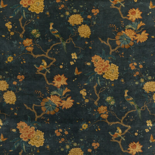 G P & J BAKER SIGNATURE VELVETS ORIENTAL BIRD VELVET - TEAL BP10818.2.0
