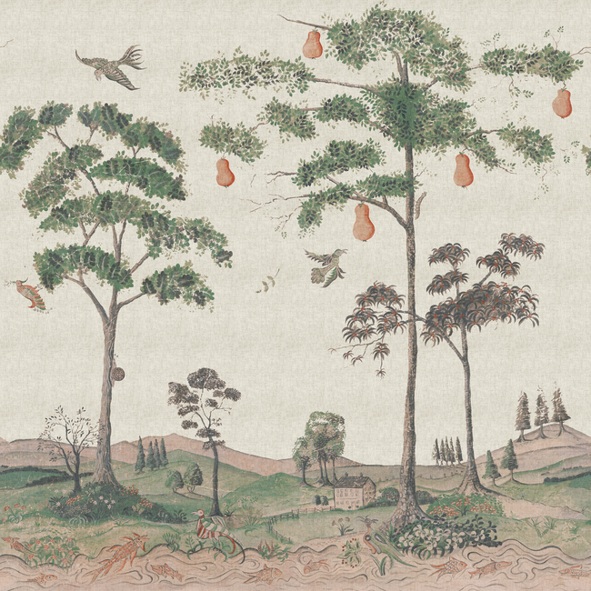 KRAVET COUTURE ANDREW MARTIN KIT KEMP MYTHICAL LAND LINEN - FLAX AMW10084.106.0