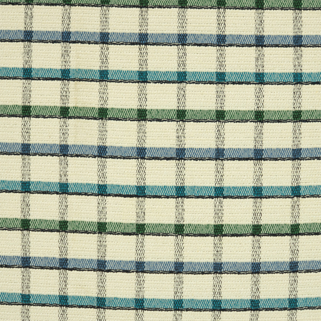 Greenhouse Fabrics S7664 Teal white upholstery fabric swatch
