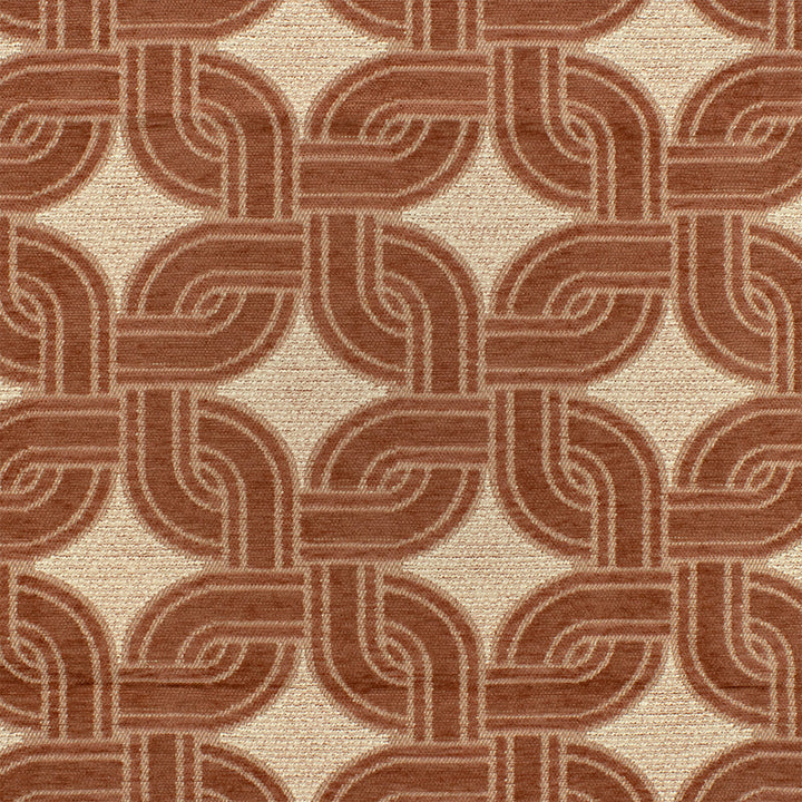 Greenhouse Fabrics S7700 Terracotta white contract fabric swatch