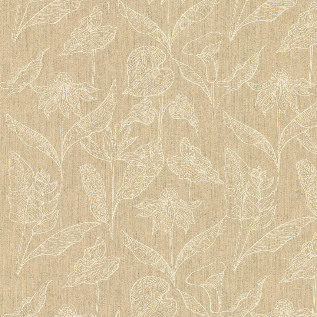 Greenhouse Fabrics S7890 Flax white window fabric swatch