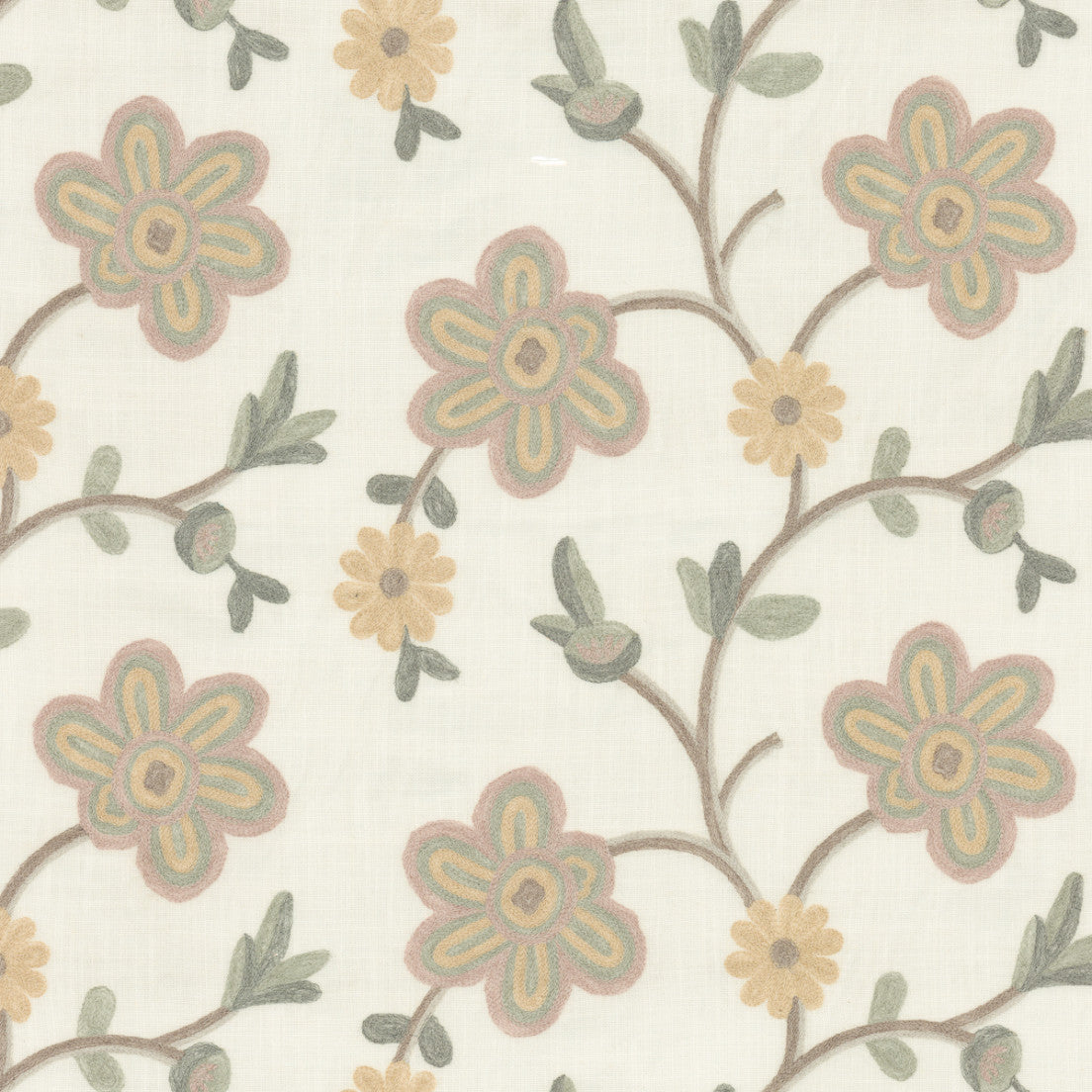 Greenhouse Fabrics S7899 Petal white window fabric swatch