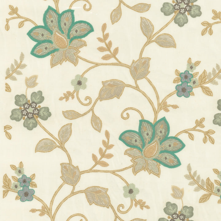 Greenhouse Fabrics S7964 Turquoise white window fabric swatch
