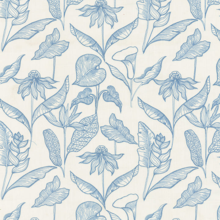 Greenhouse Fabrics S7972 Cornflower white window fabric swatch