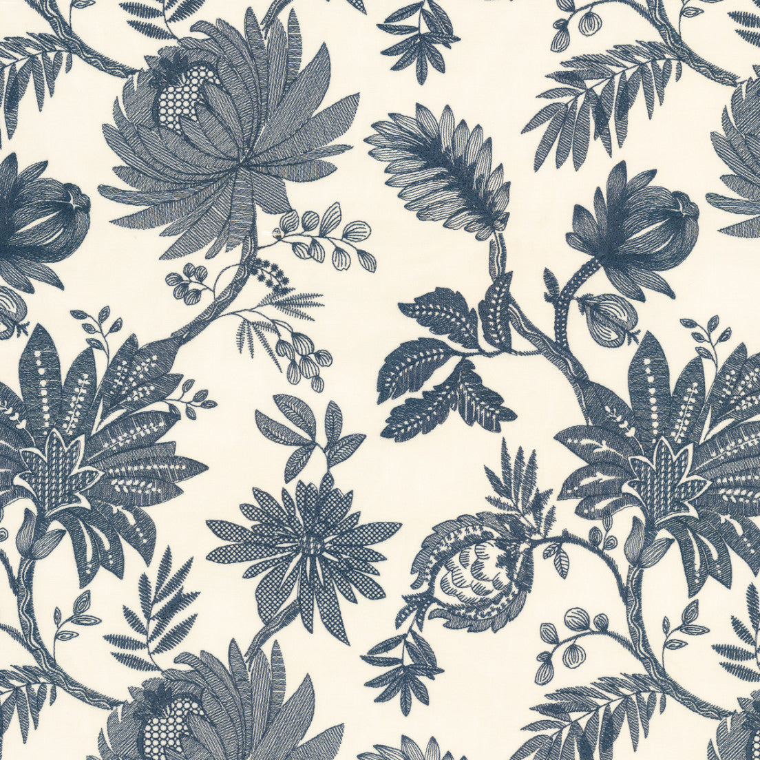 Greenhouse Fabrics S7974 Royal white window fabric swatch