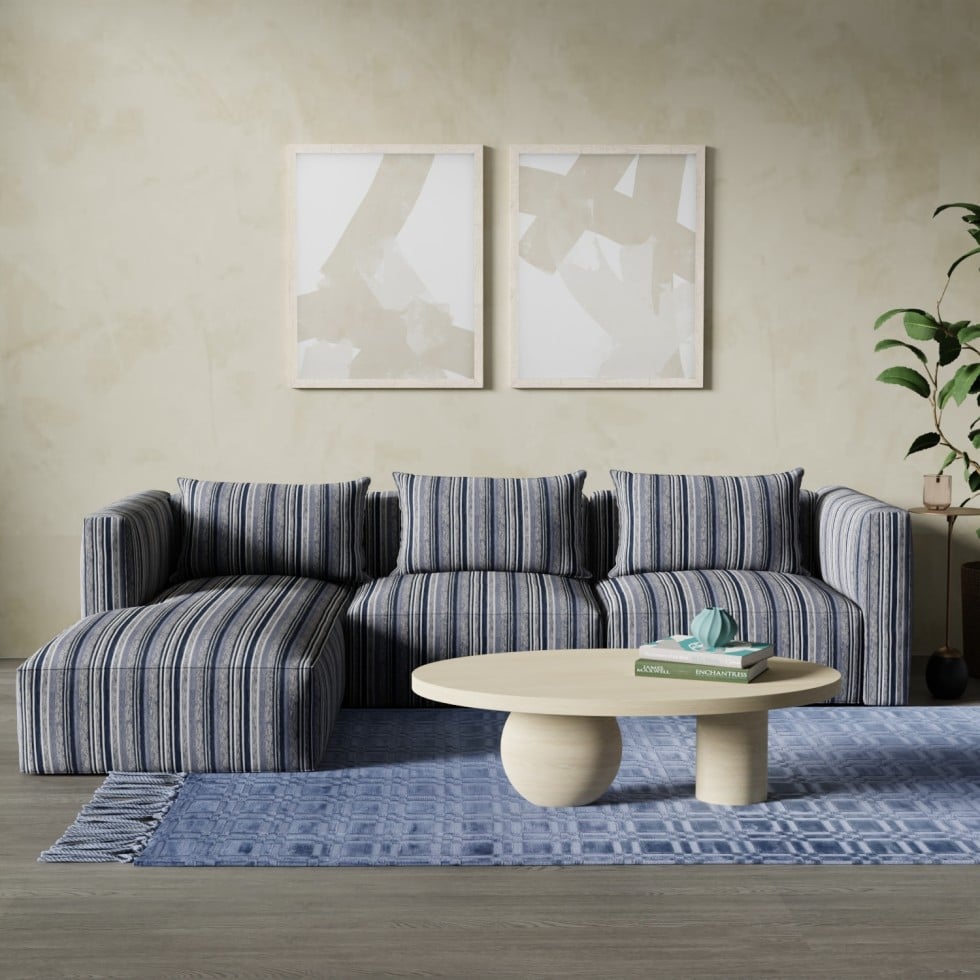 blue upholstery fabric swatch