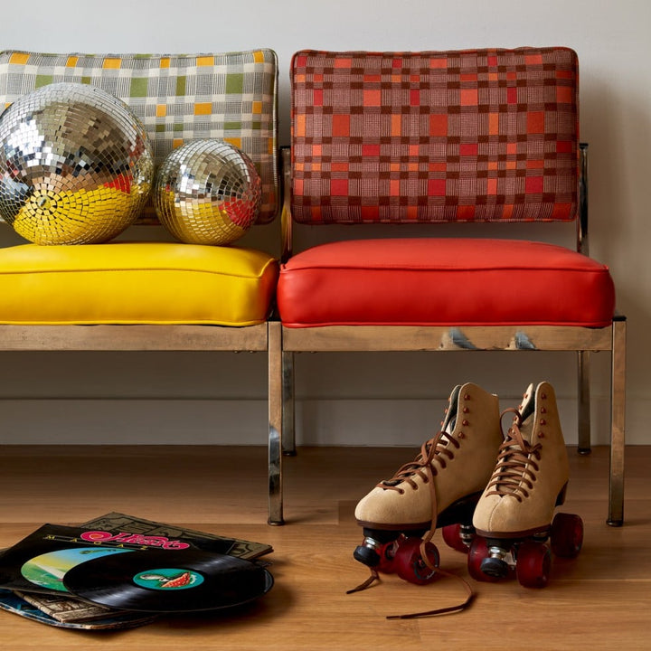 gold & yellow upholstery fabric swatch