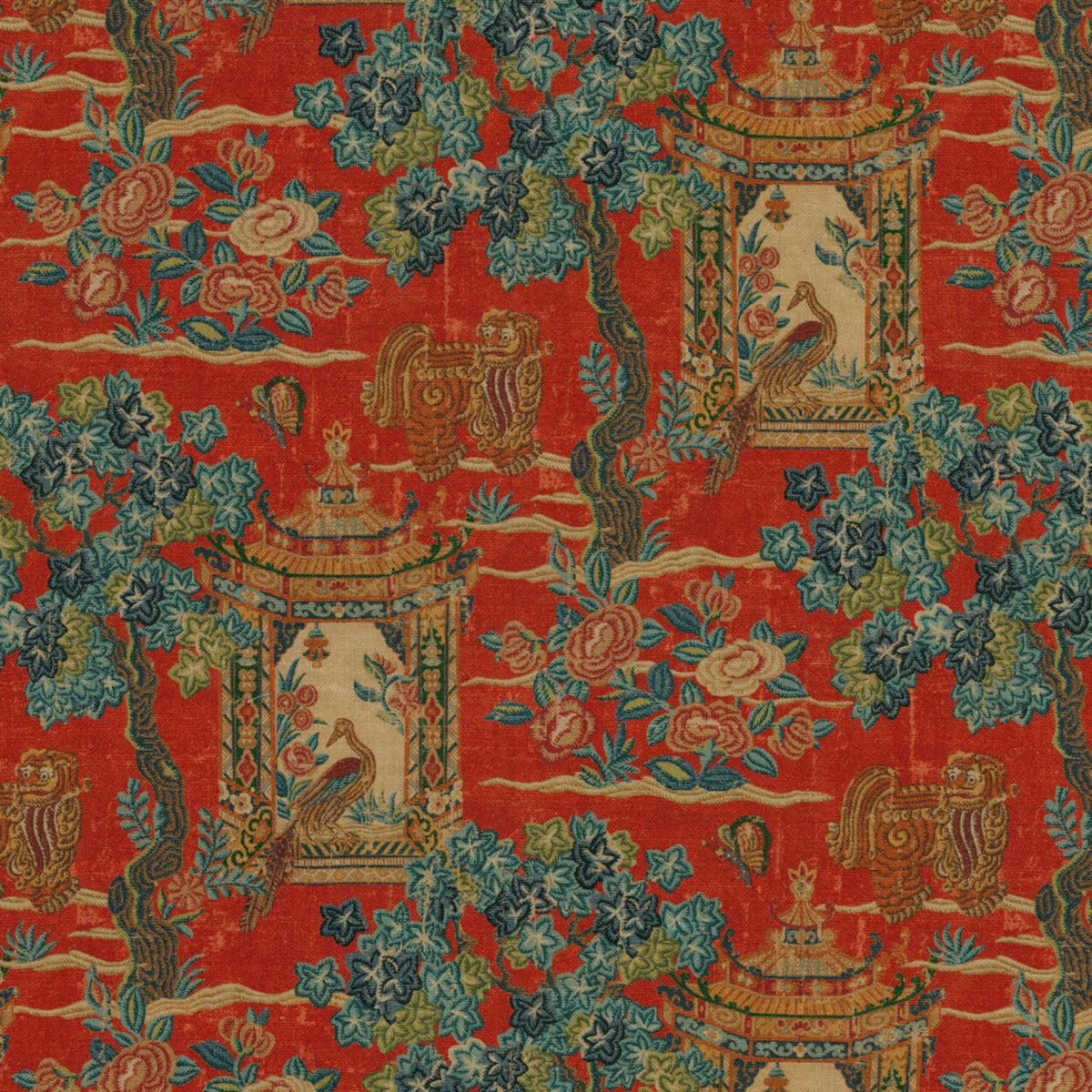 Greenhouse Fabrics S7880 Persimmon red multipurpose fabric swatch