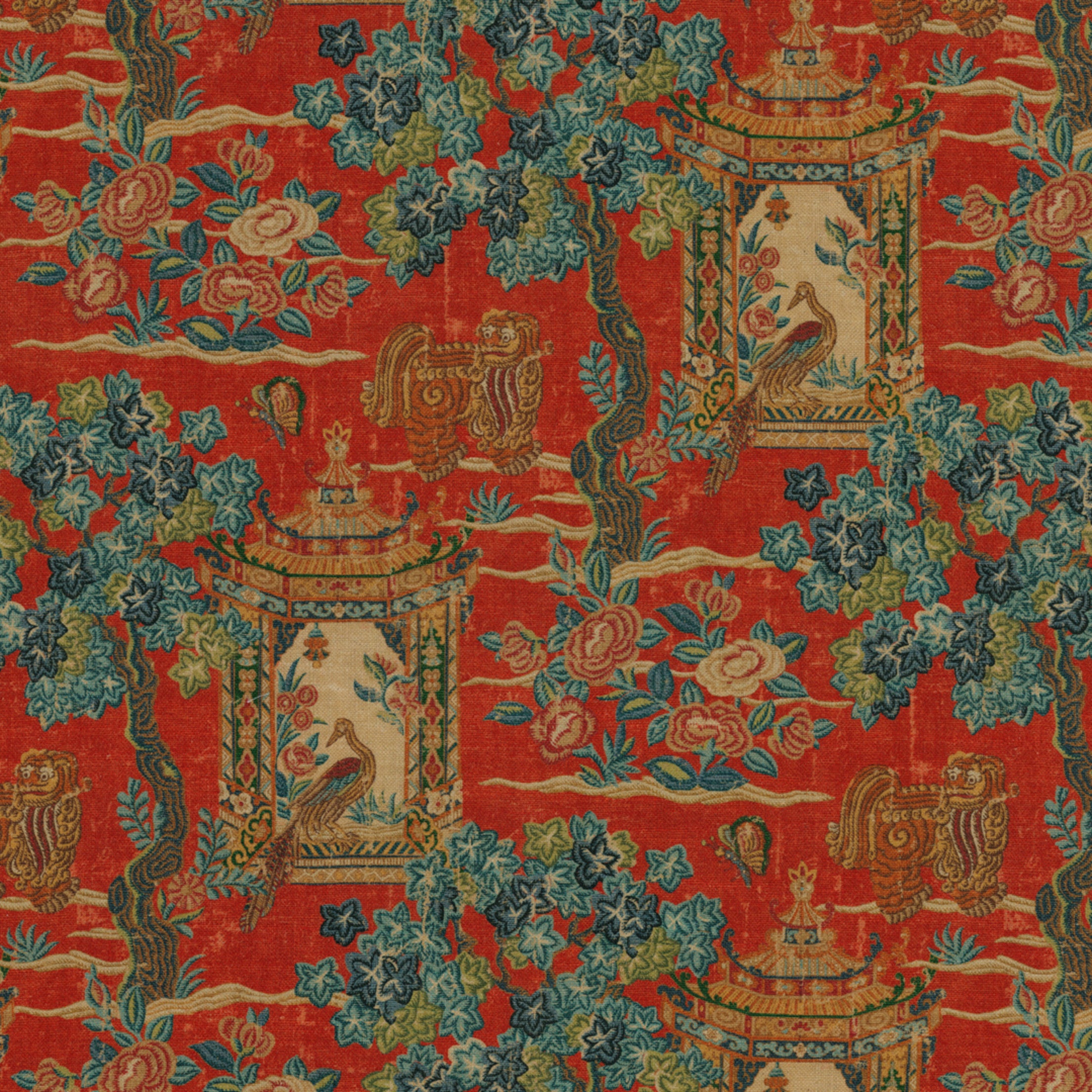 Greenhouse Fabrics S7880 Persimmon red multipurpose fabric swatch