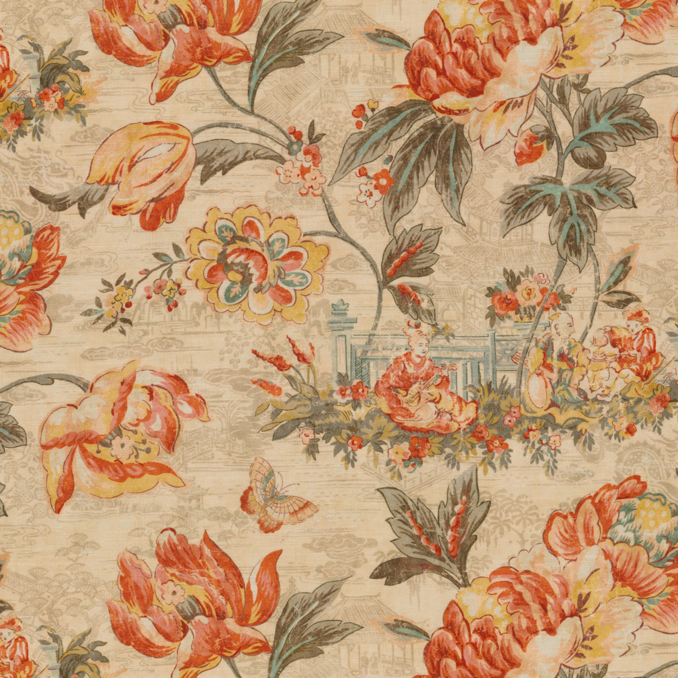Greenhouse Fabrics S7884 Shell red multipurpose fabric swatch